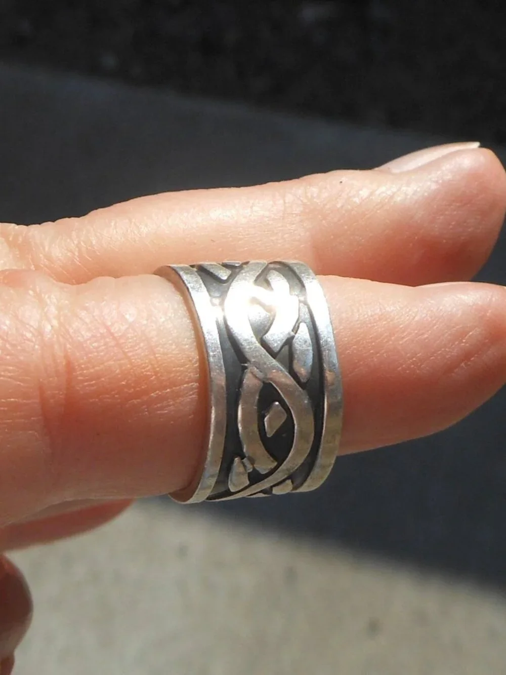 Sterling Silver Band Ring With Braided Wave Design Size 6 - Mexican Made